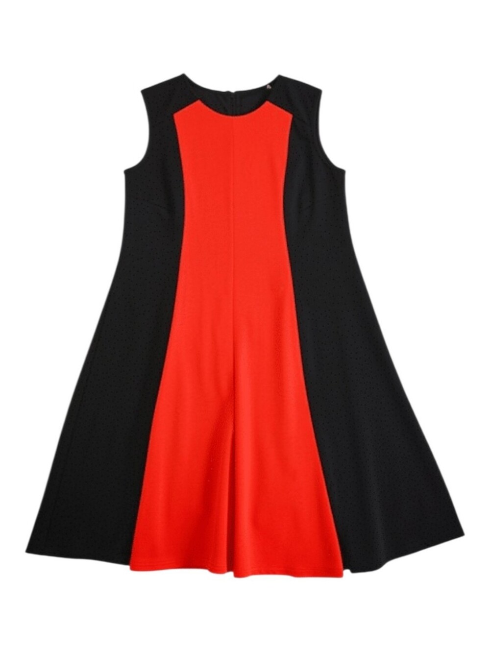 Signature Collection Colorblock Mesh Panel Skater Dress Size 1X Black Orange-Red